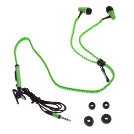 Headset Høretelefoner til iPhone iPad iPod Smartphone - Zipper - Grøn